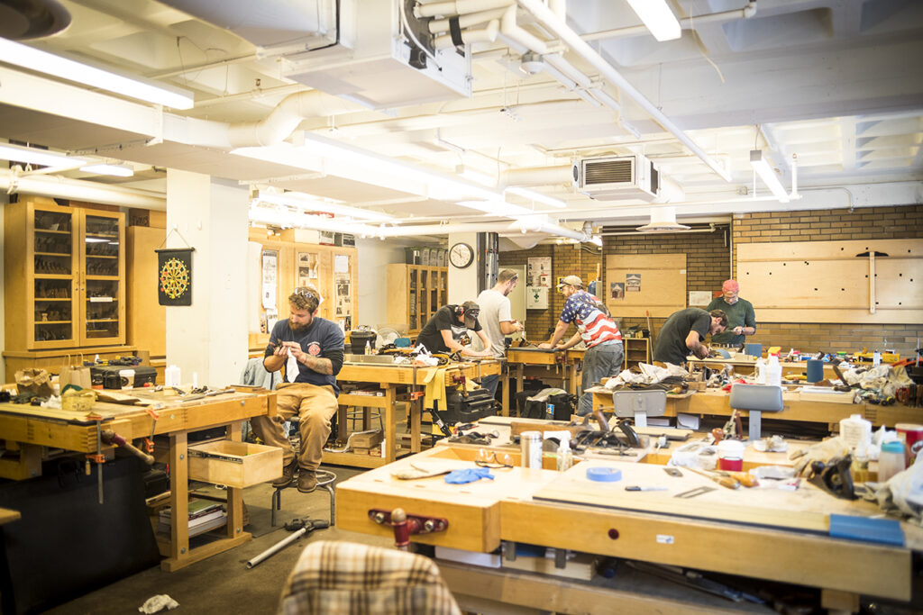 The Preservation Carpentry first-year benchroom in the new building in 2016